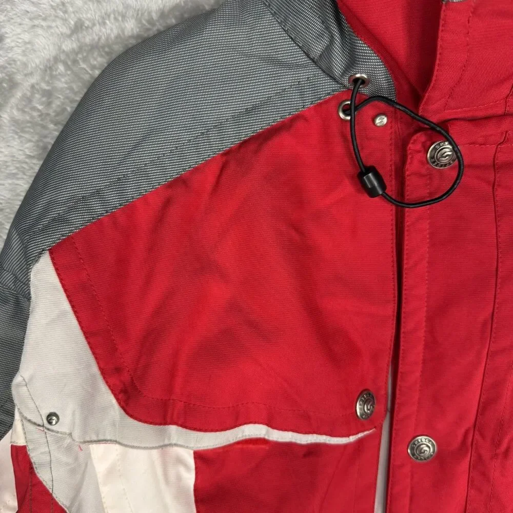 Vtg Spyder Jacket Mens Large Red Thinsulate Spiderweb Embroidered Ski Parka Hood